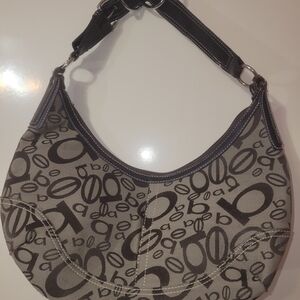 Bebe Taupe Logo-Print Shoulder Bag